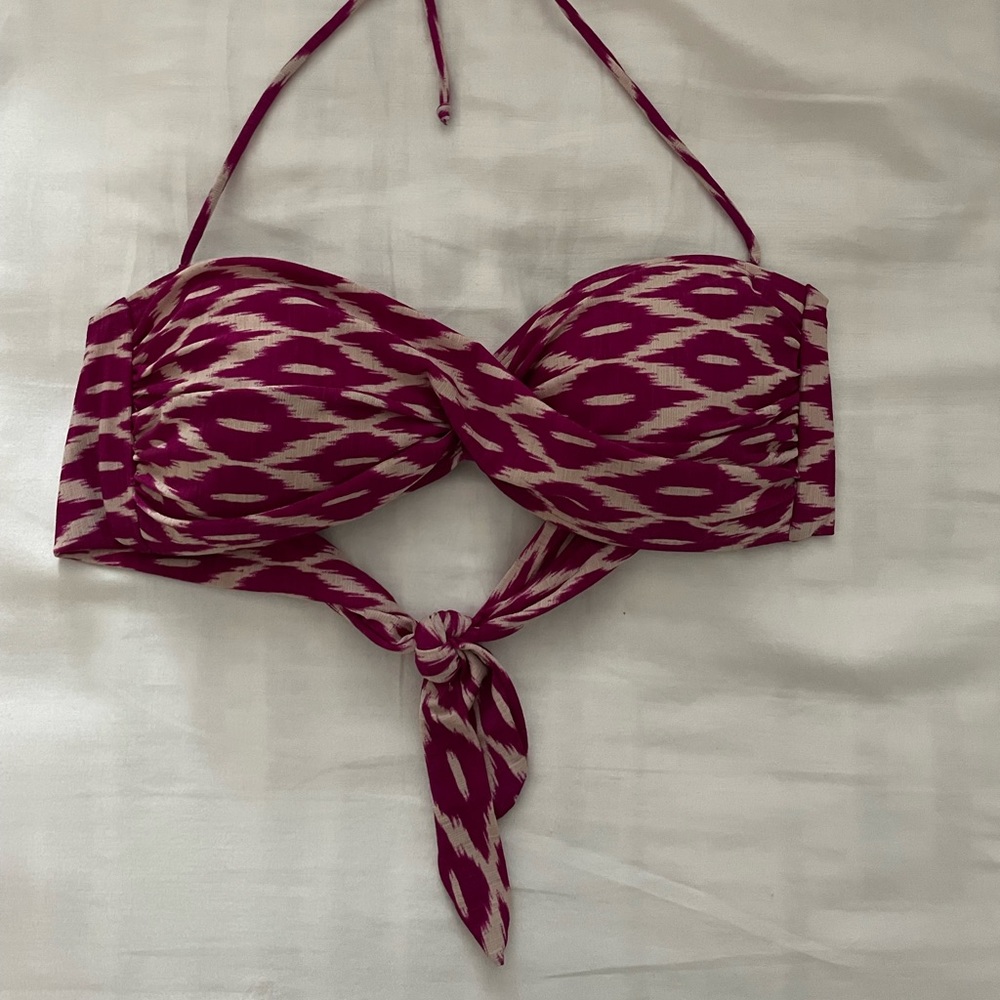 Robin Piccone Purple Ikat Print Bikini Top Sz S
